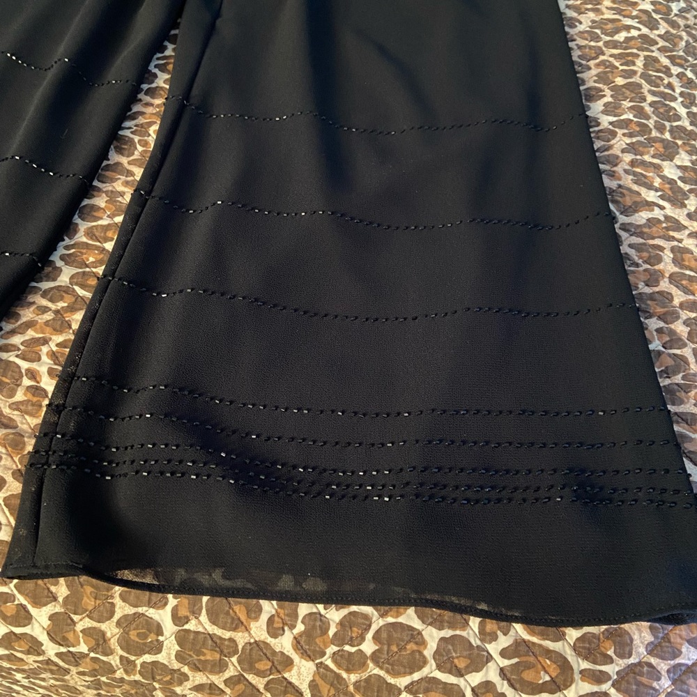 Sandra Darren Black Beaded Dress Palazzo Pants - Picture 5 of 13